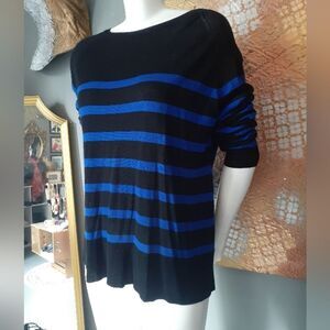 Zara Black and Blue Striped Women's Sweater